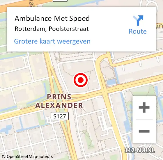 Locatie op kaart van de 112 melding: Ambulance Met Spoed Naar Rotterdam, Poolsterstraat op 23 november 2023 13:56