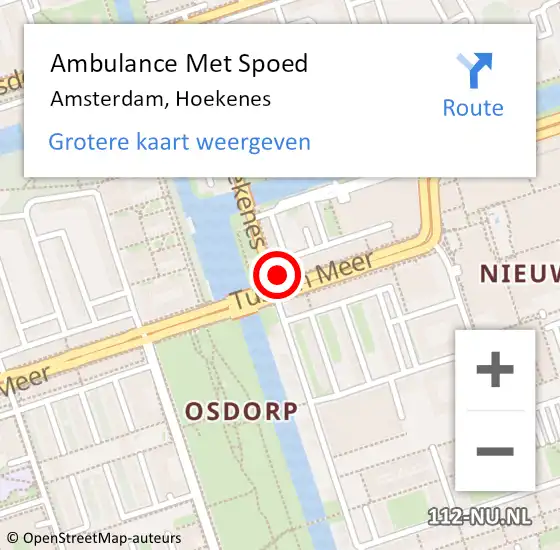 Locatie op kaart van de 112 melding: Ambulance Met Spoed Naar Amsterdam, Hoekenes op 23 november 2023 14:08
