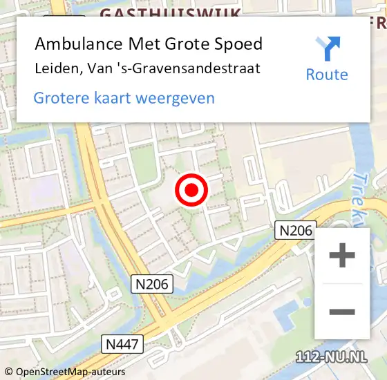 Locatie op kaart van de 112 melding: Ambulance Met Grote Spoed Naar Leiden, Van 's-Gravensandestraat op 23 november 2023 14:09