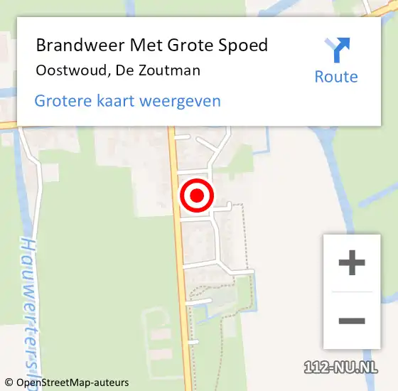 Locatie op kaart van de 112 melding: Brandweer Met Grote Spoed Naar Oostwoud, De Zoutman op 23 november 2023 14:49
