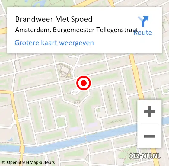 Locatie op kaart van de 112 melding: Brandweer Met Spoed Naar Amsterdam, Burgemeester Tellegenstraat op 23 november 2023 15:12