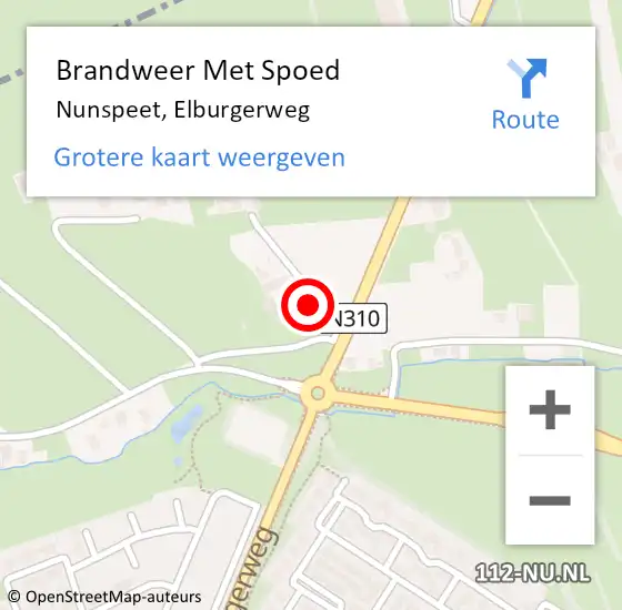 Locatie op kaart van de 112 melding: Brandweer Met Spoed Naar Nunspeet, Elburgerweg op 23 november 2023 15:46