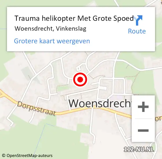 Locatie op kaart van de 112 melding: Trauma helikopter Met Grote Spoed Naar Woensdrecht, Vinkenslag op 23 november 2023 17:09