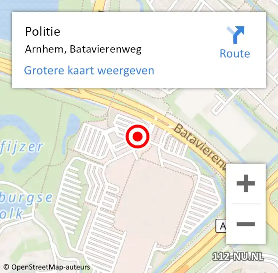 Locatie op kaart van de 112 melding: Politie Arnhem, Batavierenweg op 23 november 2023 17:11