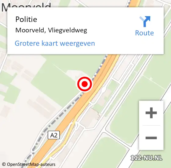Locatie op kaart van de 112 melding: Politie Moorveld, Vliegveldweg op 23 november 2023 17:24
