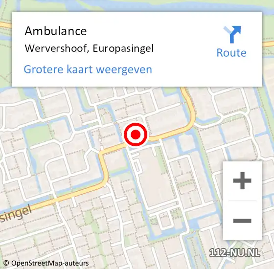 Locatie op kaart van de 112 melding: Ambulance Wervershoof, Europasingel op 23 november 2023 18:31