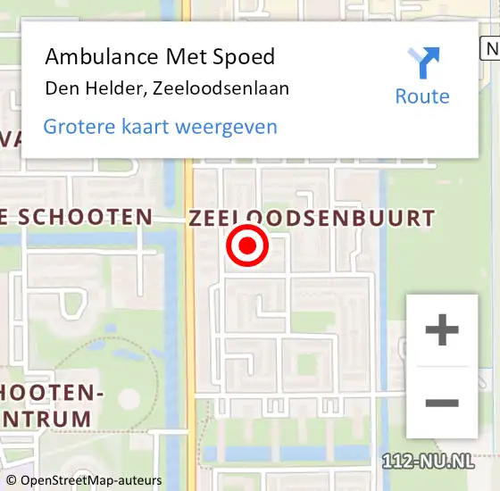 Locatie op kaart van de 112 melding: Ambulance Met Spoed Naar Den Helder, Zeeloodsenlaan op 23 november 2023 19:07