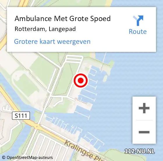 Locatie op kaart van de 112 melding: Ambulance Met Grote Spoed Naar Rotterdam, Langepad op 23 november 2023 19:19