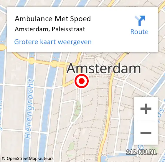 Locatie op kaart van de 112 melding: Ambulance Met Spoed Naar Amsterdam, Paleisstraat op 23 november 2023 19:31