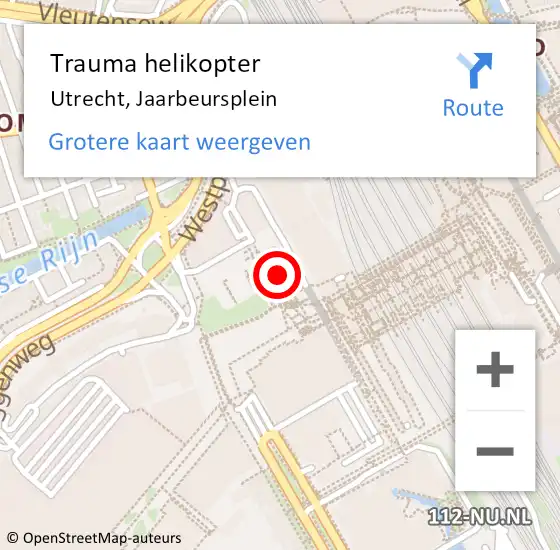 Locatie op kaart van de 112 melding: Trauma helikopter Utrecht, Jaarbeursplein op 23 november 2023 19:59