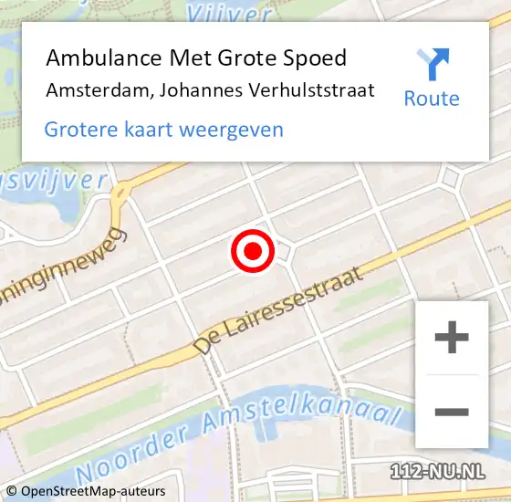 Locatie op kaart van de 112 melding: Ambulance Met Grote Spoed Naar Amsterdam, Johannes Verhulststraat op 23 november 2023 20:31