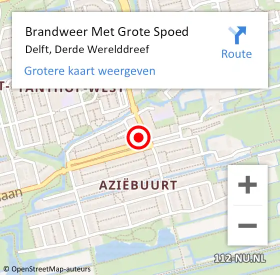 Locatie op kaart van de 112 melding: Brandweer Met Grote Spoed Naar Delft, Derde Werelddreef op 23 november 2023 20:57