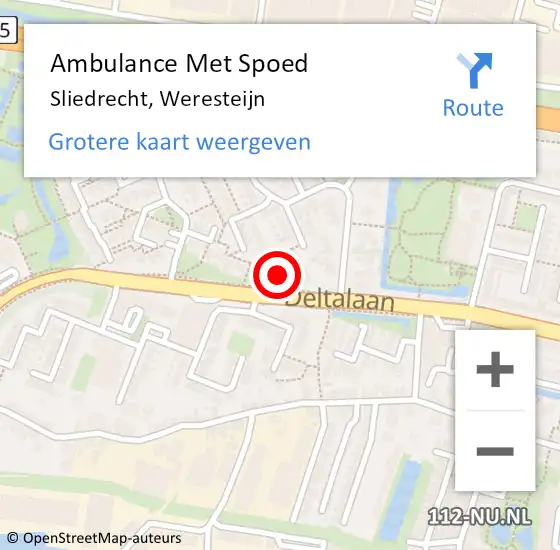 Locatie op kaart van de 112 melding: Ambulance Met Spoed Naar Sliedrecht, Weresteijn op 23 november 2023 21:13