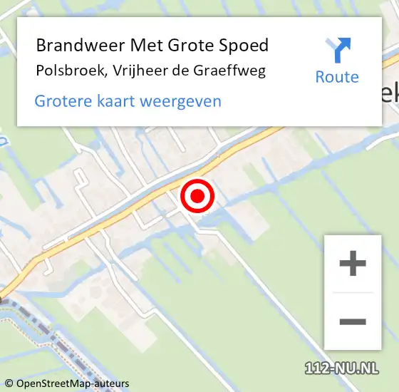 Locatie op kaart van de 112 melding: Brandweer Met Grote Spoed Naar Polsbroek, Vrijheer de Graeffweg op 23 november 2023 22:50