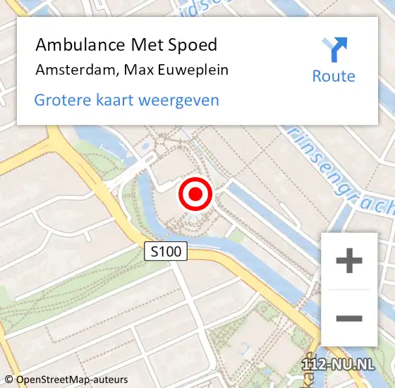 Locatie op kaart van de 112 melding: Ambulance Met Spoed Naar Amsterdam, Max Euweplein op 24 november 2023 02:16