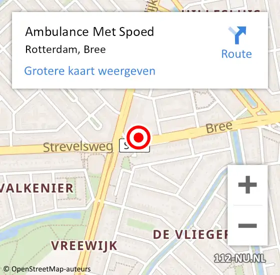 Locatie op kaart van de 112 melding: Ambulance Met Spoed Naar Rotterdam, Bree op 24 november 2023 05:19