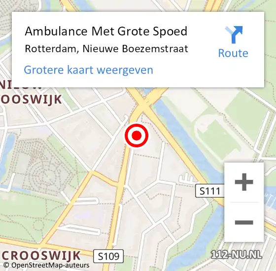 Locatie op kaart van de 112 melding: Ambulance Met Grote Spoed Naar Rotterdam, Nieuwe Boezemstraat op 24 november 2023 06:01