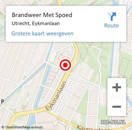 Locatie op kaart van de 112 melding: Brandweer Met Spoed Naar Utrecht, Eykmanlaan op 24 november 2023 06:56