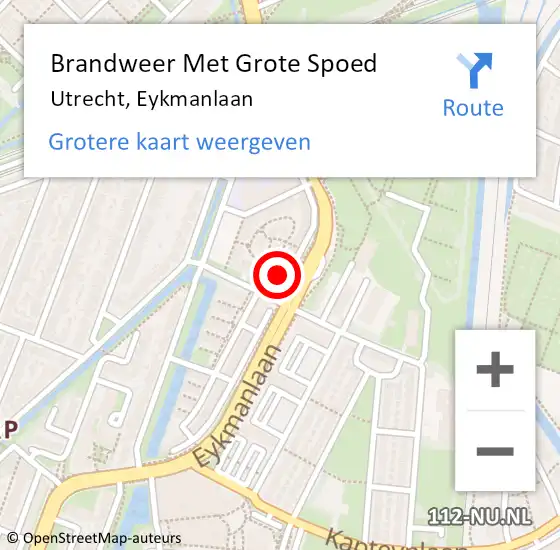 Locatie op kaart van de 112 melding: Brandweer Met Grote Spoed Naar Utrecht, Eykmanlaan op 24 november 2023 06:58