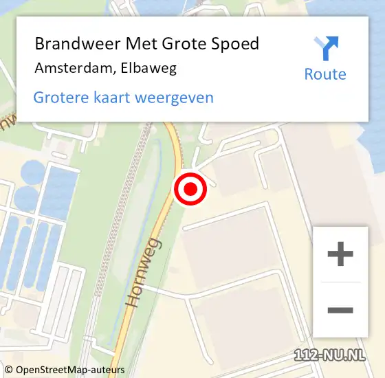 Locatie op kaart van de 112 melding: Brandweer Met Grote Spoed Naar Amsterdam, Elbaweg op 24 november 2023 10:14
