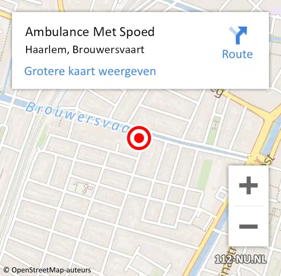 Locatie op kaart van de 112 melding: Ambulance Met Spoed Naar Haarlem, Brouwersvaart op 24 november 2023 10:21