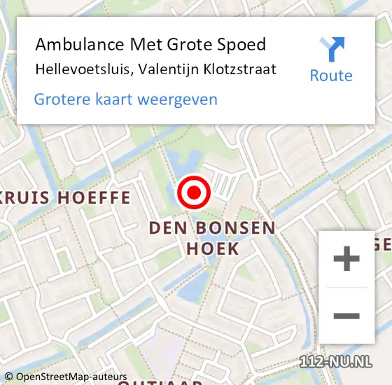 Locatie op kaart van de 112 melding: Ambulance Met Grote Spoed Naar Hellevoetsluis, Valentijn Klotzstraat op 24 november 2023 10:45