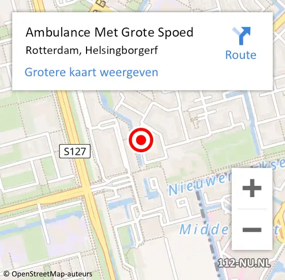 Locatie op kaart van de 112 melding: Ambulance Met Grote Spoed Naar Rotterdam, Helsingborgerf op 24 november 2023 10:58