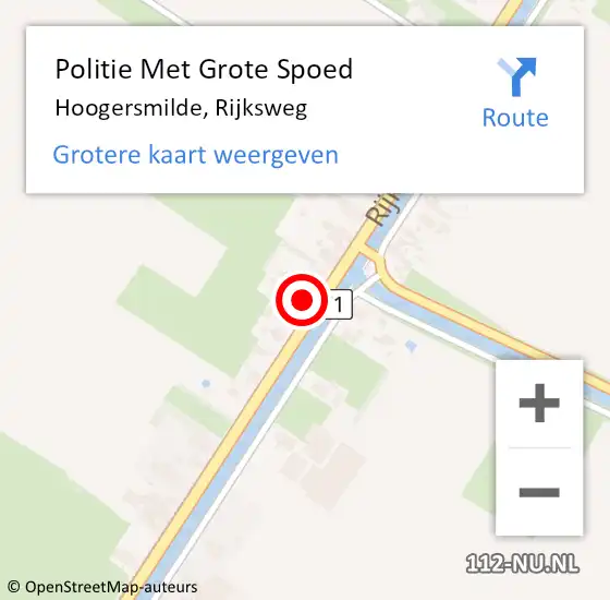 Locatie op kaart van de 112 melding: Politie Met Grote Spoed Naar Hoogersmilde, Rijksweg op 24 november 2023 13:39