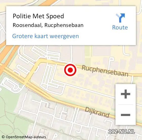 Locatie op kaart van de 112 melding: Politie Met Spoed Naar Roosendaal, Rucphensebaan op 24 november 2023 14:08