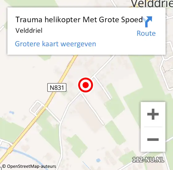 Locatie op kaart van de 112 melding: Trauma helikopter Met Grote Spoed Naar Velddriel op 24 november 2023 14:29