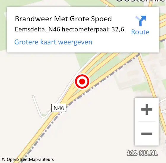 Locatie op kaart van de 112 melding: Brandweer Met Grote Spoed Naar Eemsdelta, N46 hectometerpaal: 32,6 op 24 november 2023 14:43
