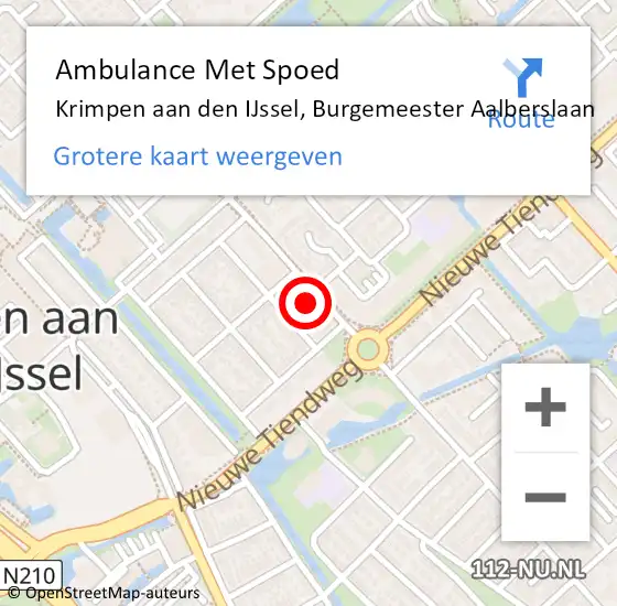 Locatie op kaart van de 112 melding: Ambulance Met Spoed Naar Krimpen aan den IJssel, Burgemeester Aalberslaan op 24 november 2023 16:27