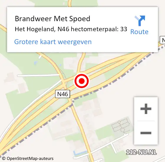 Locatie op kaart van de 112 melding: Brandweer Met Spoed Naar Het Hogeland, N46 hectometerpaal: 33 op 24 november 2023 16:40