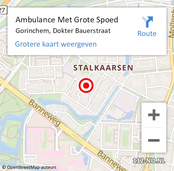 Locatie op kaart van de 112 melding: Ambulance Met Grote Spoed Naar Gorinchem, Dokter Bauerstraat op 24 november 2023 17:28