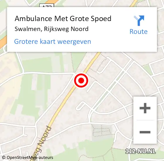 Locatie op kaart van de 112 melding: Ambulance Met Grote Spoed Naar Swalmen, Rijksweg Noord op 24 november 2023 17:44