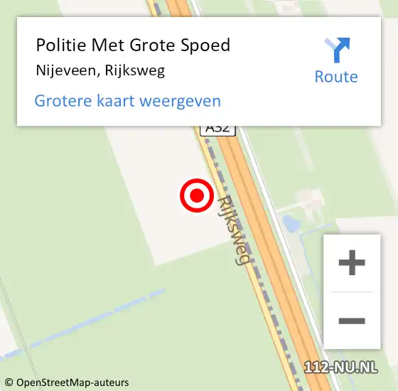 Locatie op kaart van de 112 melding: Politie Met Grote Spoed Naar Nijeveen, Rijksweg op 24 november 2023 17:51