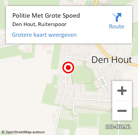 Locatie op kaart van de 112 melding: Politie Met Grote Spoed Naar Den Hout, Ruiterspoor op 24 november 2023 17:53