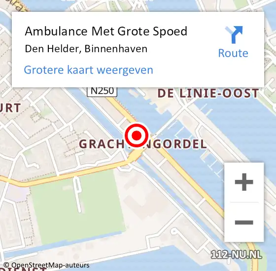 Locatie op kaart van de 112 melding: Ambulance Met Grote Spoed Naar Den Helder, Binnenhaven op 24 november 2023 18:04
