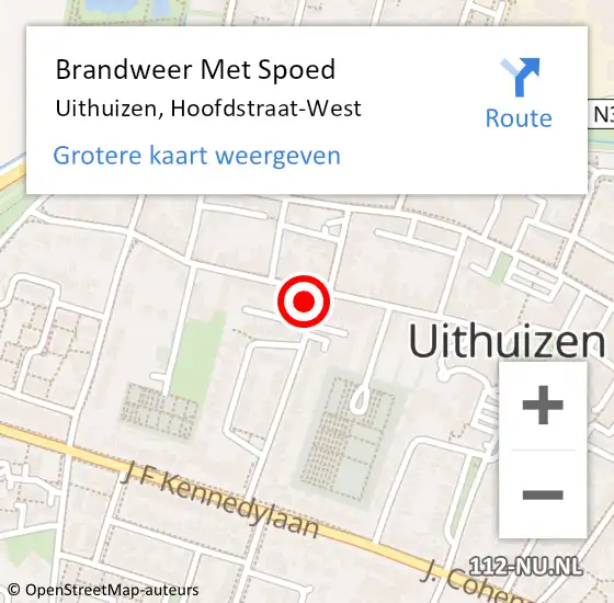 Locatie op kaart van de 112 melding: Brandweer Met Spoed Naar Uithuizen, Hoofdstraat-West op 24 november 2023 18:44