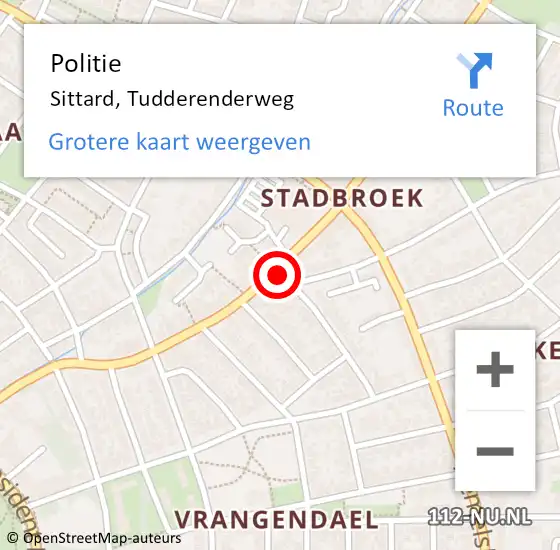 Locatie op kaart van de 112 melding: Politie Sittard, Tudderenderweg op 24 november 2023 18:48