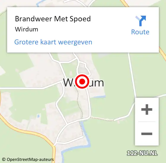 Locatie op kaart van de 112 melding: Brandweer Met Spoed Naar Wirdum op 24 november 2023 18:59