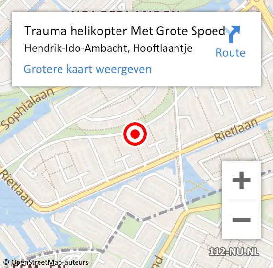 Locatie op kaart van de 112 melding: Trauma helikopter Met Grote Spoed Naar Hendrik-Ido-Ambacht, Hooftlaantje op 24 november 2023 19:29