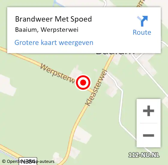 Locatie op kaart van de 112 melding: Brandweer Met Spoed Naar Baaium, Werpsterwei op 24 november 2023 19:38