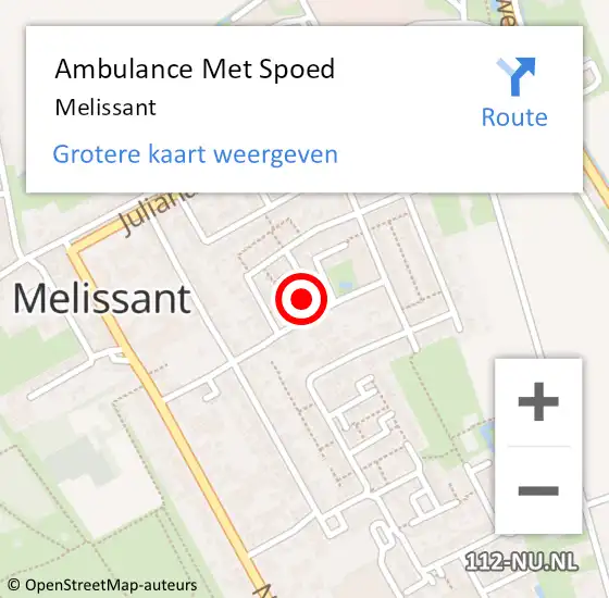 Locatie op kaart van de 112 melding: Ambulance Met Spoed Naar Melissant op 24 november 2023 20:37