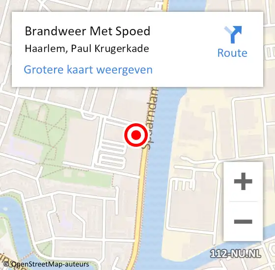 Locatie op kaart van de 112 melding: Brandweer Met Spoed Naar Haarlem, Paul Krugerkade op 24 november 2023 20:48