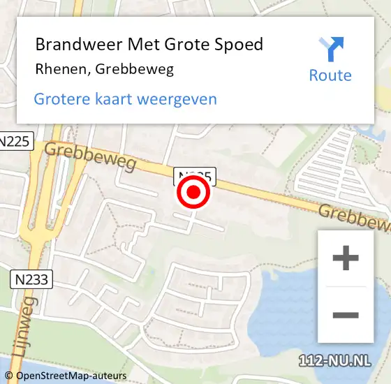 Locatie op kaart van de 112 melding: Brandweer Met Grote Spoed Naar Rhenen, Grebbeweg op 24 november 2023 21:17