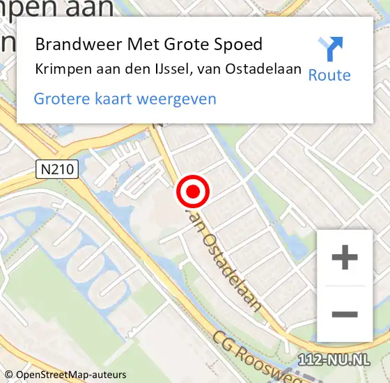 Locatie op kaart van de 112 melding: Brandweer Met Grote Spoed Naar Krimpen aan den IJssel, van Ostadelaan op 24 november 2023 21:32