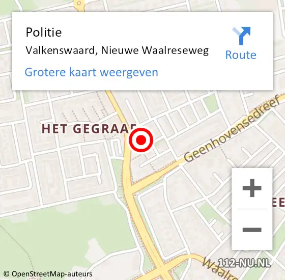 Locatie op kaart van de 112 melding: Politie Valkenswaard, Nieuwe Waalreseweg op 24 november 2023 21:55