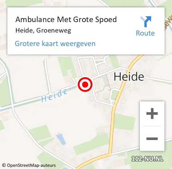 Locatie op kaart van de 112 melding: Ambulance Met Grote Spoed Naar Heide, Groeneweg op 24 november 2023 22:50