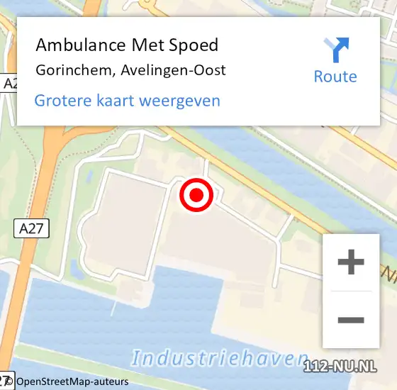 Locatie op kaart van de 112 melding: Ambulance Met Spoed Naar Gorinchem, Avelingen-Oost op 24 november 2023 23:02